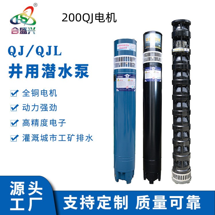 源頭工廠 QJ200深井潛水泵農(nóng)用加壓抽水泵灌溉泵高揚程深水泵電機
