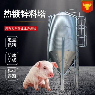 廠家定制大容量養(yǎng)豬畜牧設(shè)備豬場雞場飼料儲存罐飼料塔鍍鋅板料塔