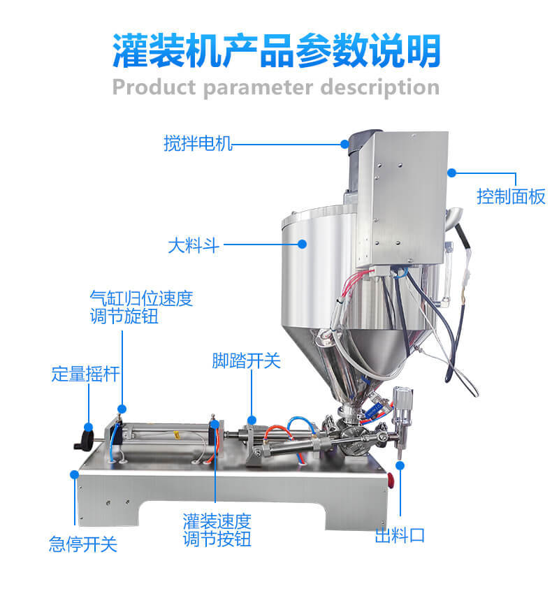 氣動(dòng)帶攪拌加熱膏體醬類灌裝機(jī)辣椒醬老干媽灌裝機(jī)火鍋底料灌裝機(jī)