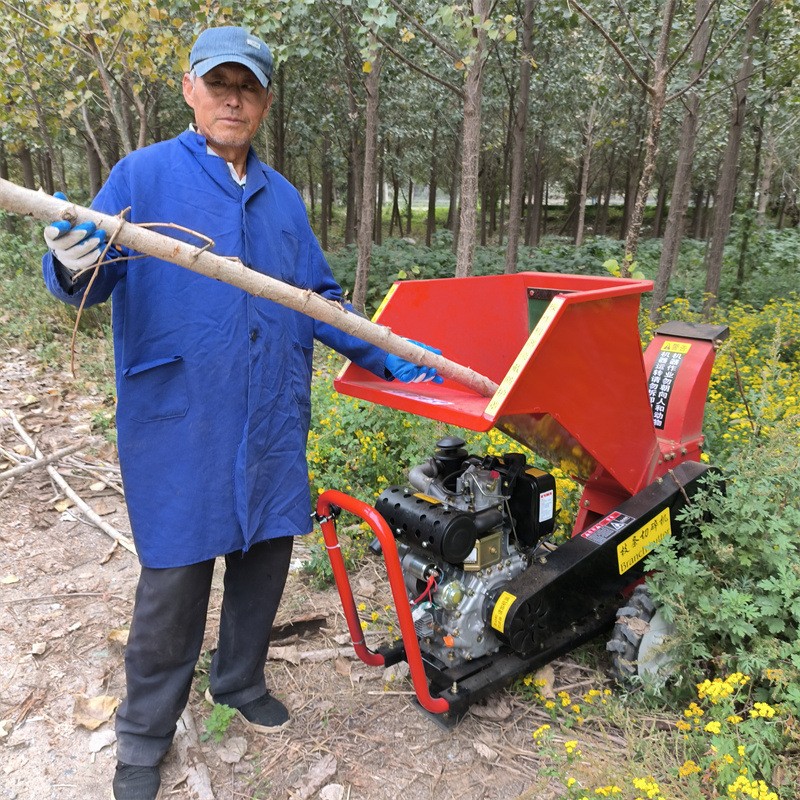 果園林樹枝粉碎機(jī)小型樹木枝條破碎機(jī) 柴油電啟動(dòng)園林碎枝機(jī)